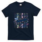 Fourth Grade Floral Print Fun Back To School Vintage Retro T-Shirt - Navy Blue