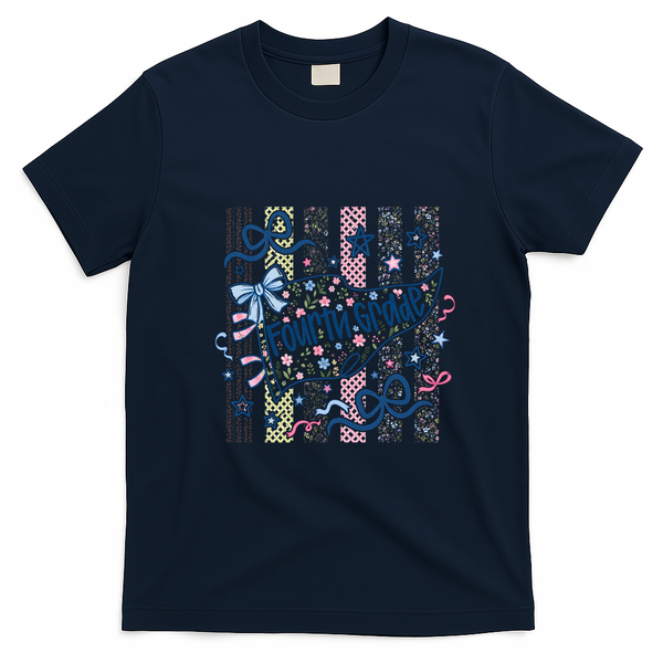 Fourth Grade Floral Print Fun Back To School Vintage Retro T-Shirt - Navy Blue