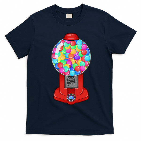 Funny Gumball Machine Halloween Gum Dispenser Easy Costume T-Shirt - Navy Blue