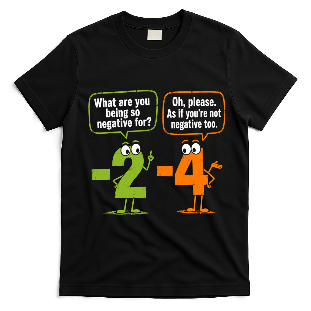 Funny Geek Math Numbers 2 Minus 4 Humor Joke T-Shirt - Black