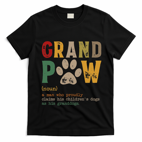Funny Grand Paw Grandpa Dog Dad Definition Pawpa Fathers Day T-Shirt - Black