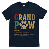 Funny Grand Paw Grandpa Dog Dad Definition Pawpa Fathers Day T-Shirt - Navy Blue