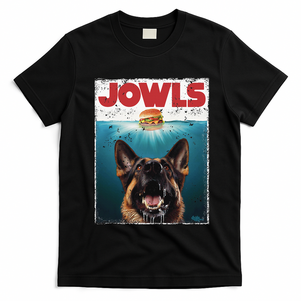 Funny German Shepherd Jowls Hamburger Gsg Dog Mom Dog Dad T-Shirt - Black