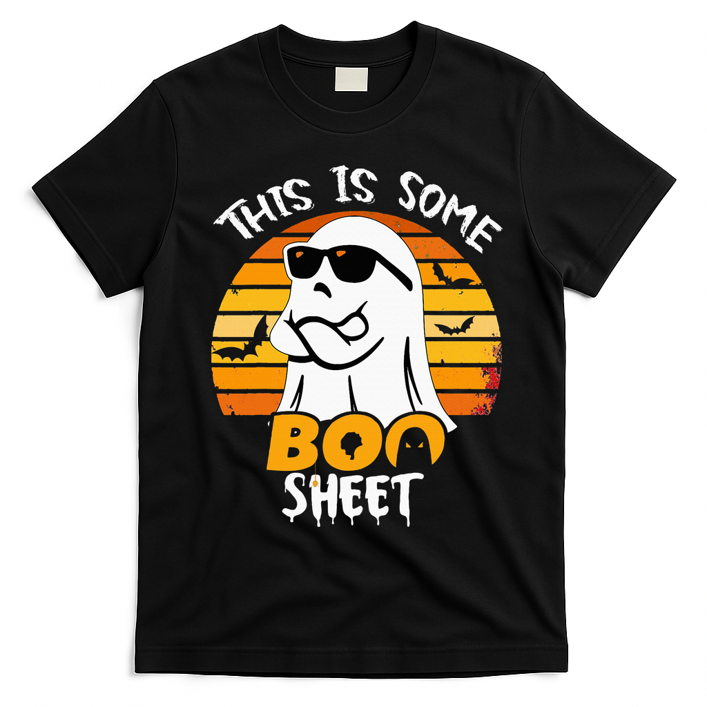 Funny Ghost This Is Some Boo Sheet horror Halloween Costume T-Shirt - Black