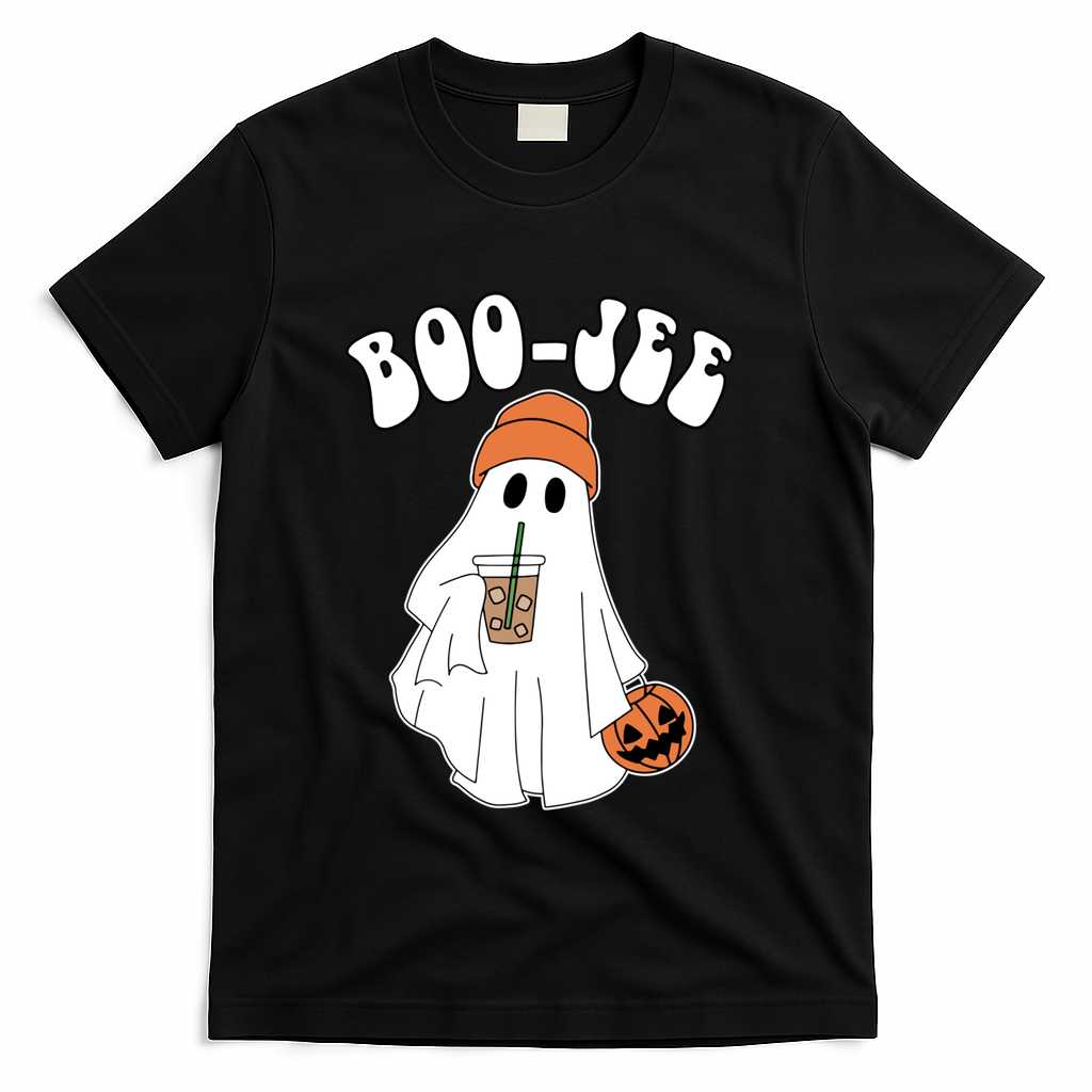 Funny Halloween Boo Jee Ghost Ing Coffee Cool Gift T-Shirt - Black