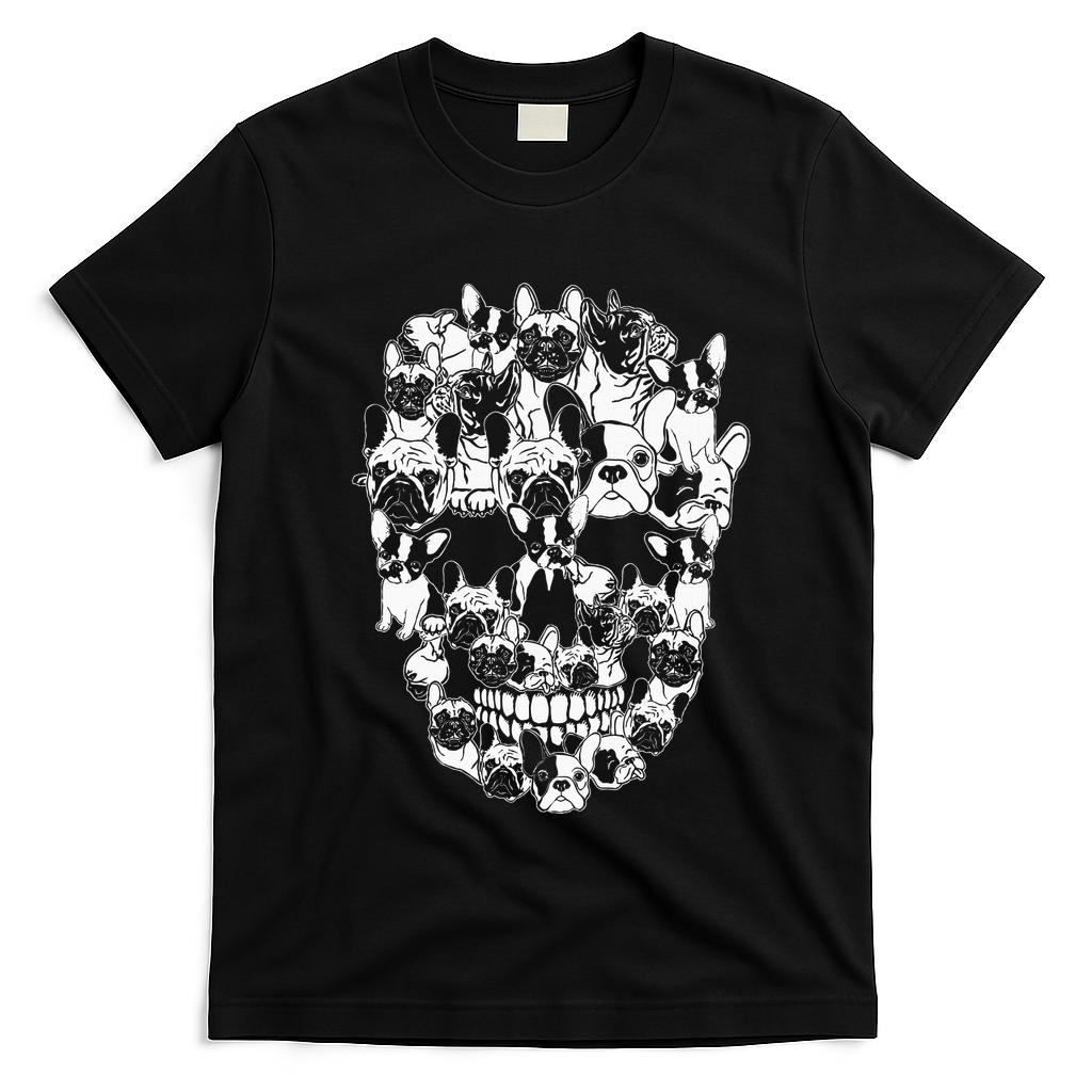 Funny Halloween Costume Skull French Bulldog Dog Lover T-Shirt - Black