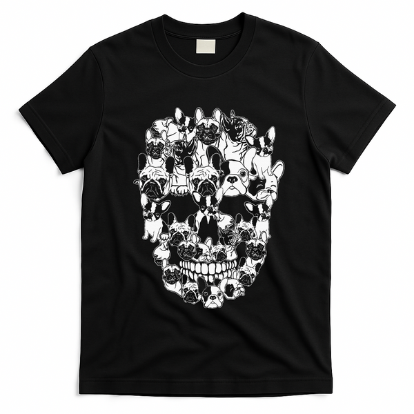 Funny Halloween Costume Skull French Bulldog Dog Lover T-Shirt - Black