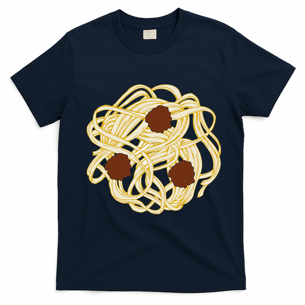 Funny Halloween Costume Food Spaghetti Meatballs Simple Safe T-Shirt - Navy Blue