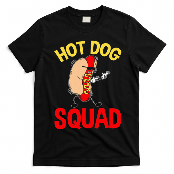 Funny Hot Dog Squad Hot Dog T-Shirt - Black