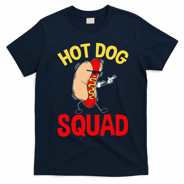 Funny Hot Dog Squad Hot Dog T-Shirt - Navy Blue