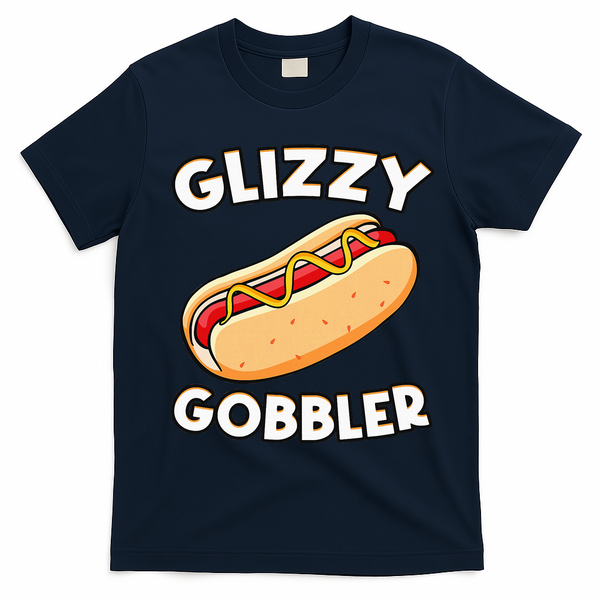Funny Hot Dog Glizzy Gobbler Number One Glizzy Gladiator T-Shirt - Navy Blue