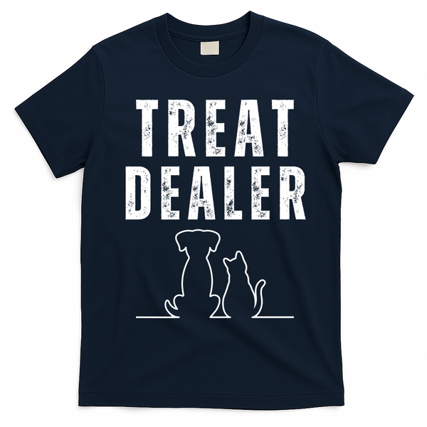 Funny Humor Dog Treat Dealer Dog Owner Dog Treats Dog Lover Pet Lover T-Shirt - Navy Blue