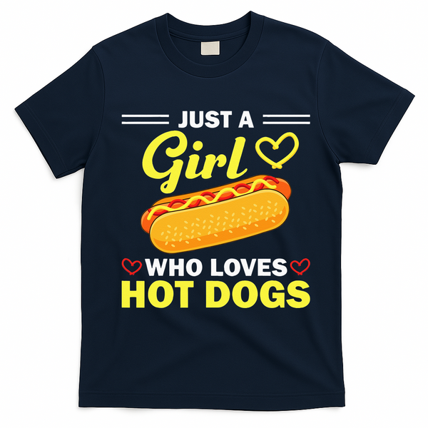 Funny Hot Dog Design Hot Dog Lovers T-Shirt - Navy Blue