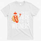 Funny Hot Dog I'm Just Here For The Wieners Sausage  T-Shirt - White