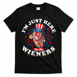 Funny Hot Dog I'm Just Here For The Wieners Sausage Lovers T-Shirt - Black