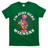 Funny Hot Dog I'm Just Here For The Wieners Sausage Lovers T-Shirt - Irish Green