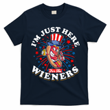 Funny Hot Dog I'm Just Here For The Wieners Sausage Lovers T-Shirt - Navy Blue