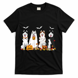 Funny Husky Ghost Dogs Halloween Husky Dog Mom Husky Lover T-Shirt - Black