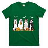 Funny Husky Ghost Dogs Halloween Husky Dog Mom Husky Lover T-Shirt - Green