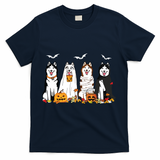 Funny Husky Ghost Dogs Halloween Husky Dog Mom Husky Lover T-Shirt - Navy