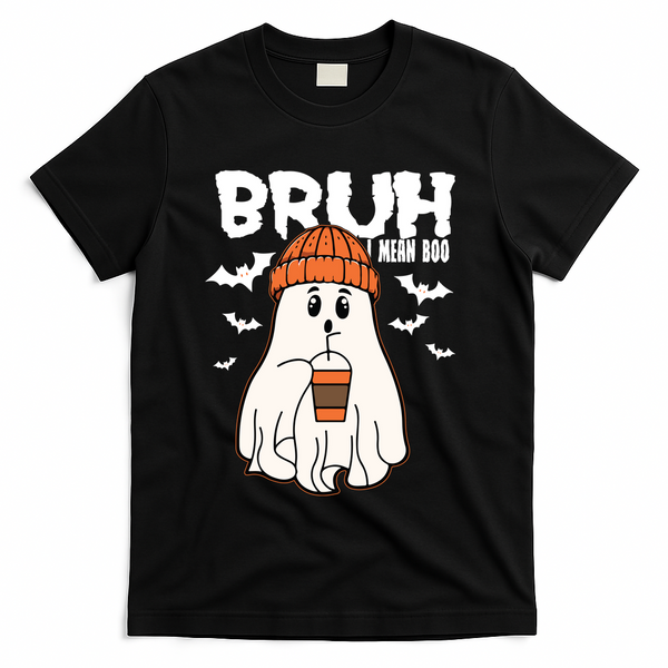 Funny Halloween Ghost Bruh I Mean Boo T-Shirt - Black