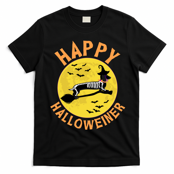 Funny Happy Halloweiner Dachshund Lover T-Shirt - Black