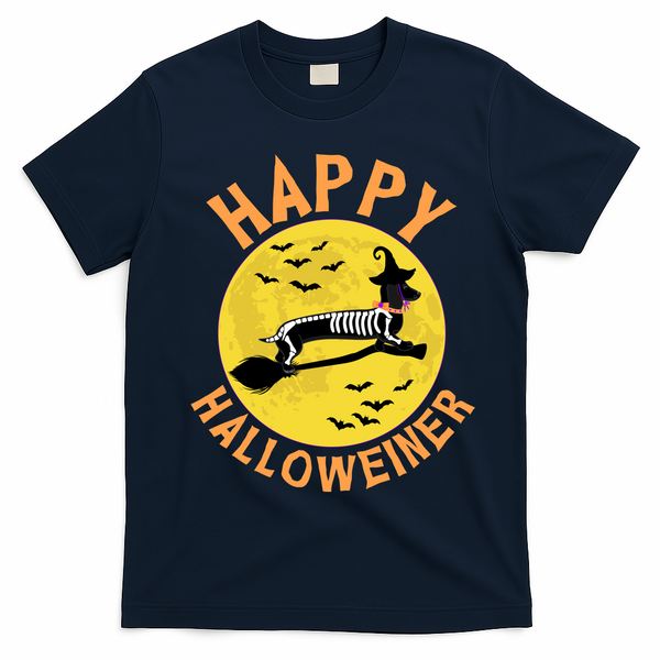 Funny Happy Halloweiner Dachshund Lover T-Shirt - Navy Blue