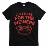 Funny Hotdog Just Here For The Wiener 4th Of July T-Shirt - Black