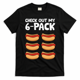 Funny Hotdog Lover Check Out My 6 Pack Hot Dog T-Shirt - Black