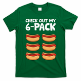 Funny Hotdog Lover Check Out My 6 Pack Hot Dog T-Shirt - Irish Green