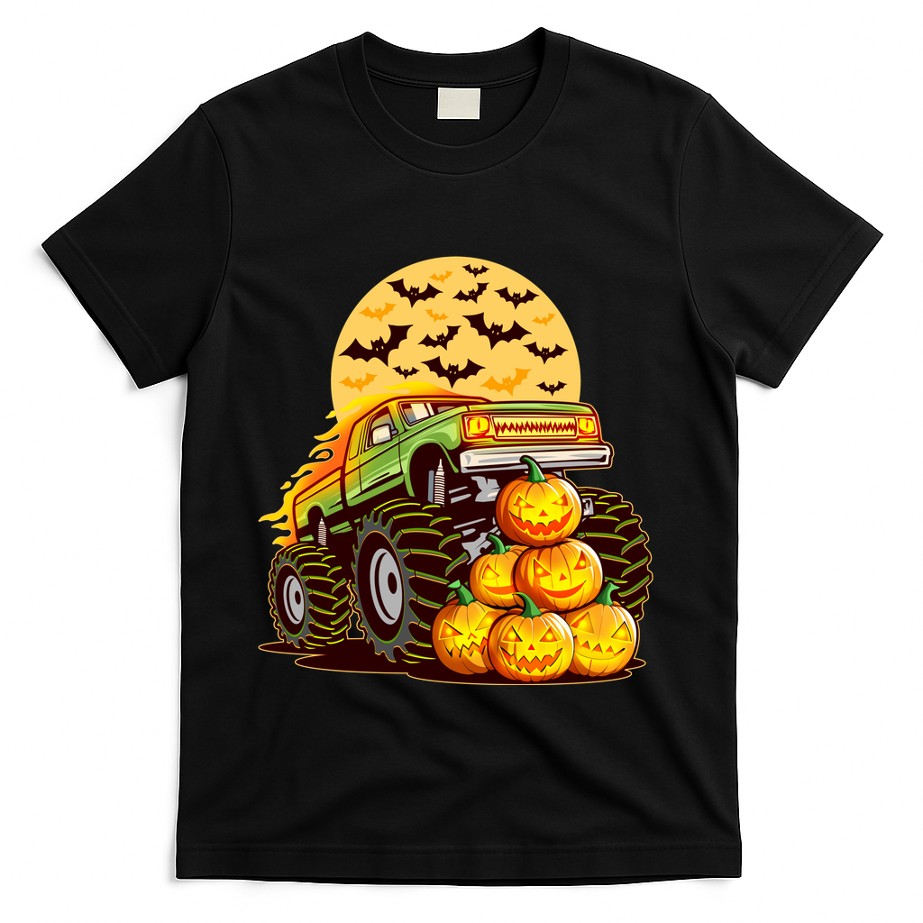 Funny Halloween Monster Truck T-Shirt - Black