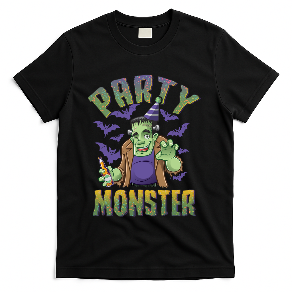 Funny Halloween Party Monster Frankenstein T-Shirt - Black