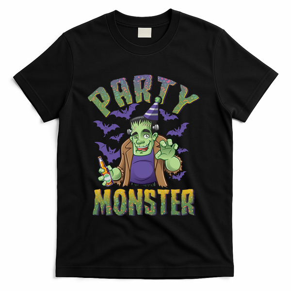 Funny Halloween Party Monster Frankenstein T-Shirt - Black