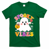 Funny Halloween Spooky Vibes Trick Or Treating Ghost T-Shirt - Green