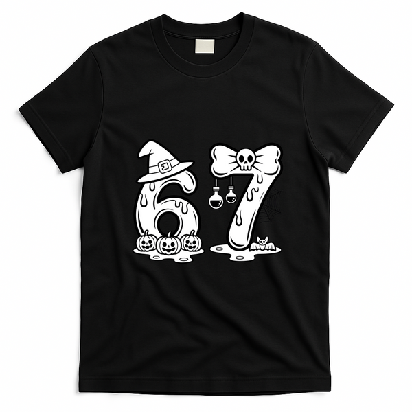 Funny Halloween Six Seven 67 Meme 6-7 T-Shirt - Black