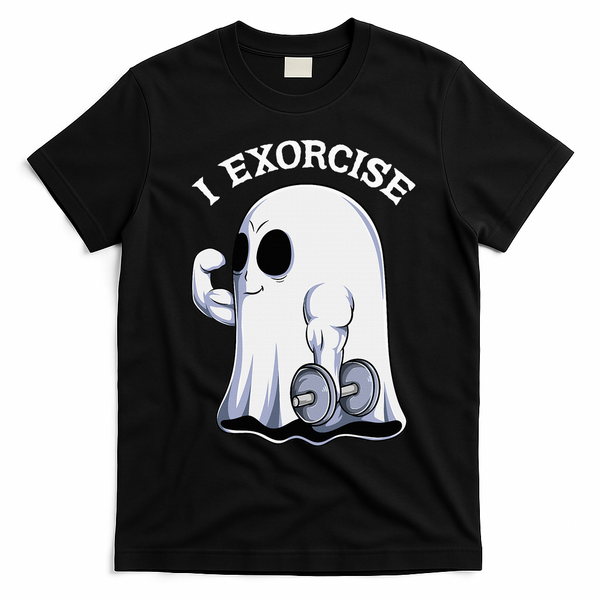 Funny Halloween Workout Ghost Exorcise Fitness Shirt T-Shirt - Black