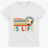 Fútbol Is Life Vintage Soccer Graphic for Fans T-Shirt - White