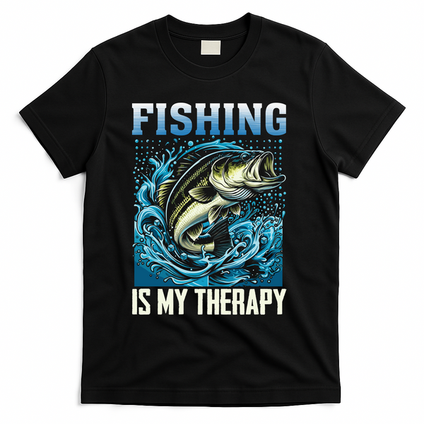 Fishing Is My Therapy T-Shirt - Black