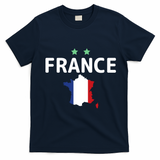 France Jersey Soccer Fan Map Flag T-Shirt - Navy Blue