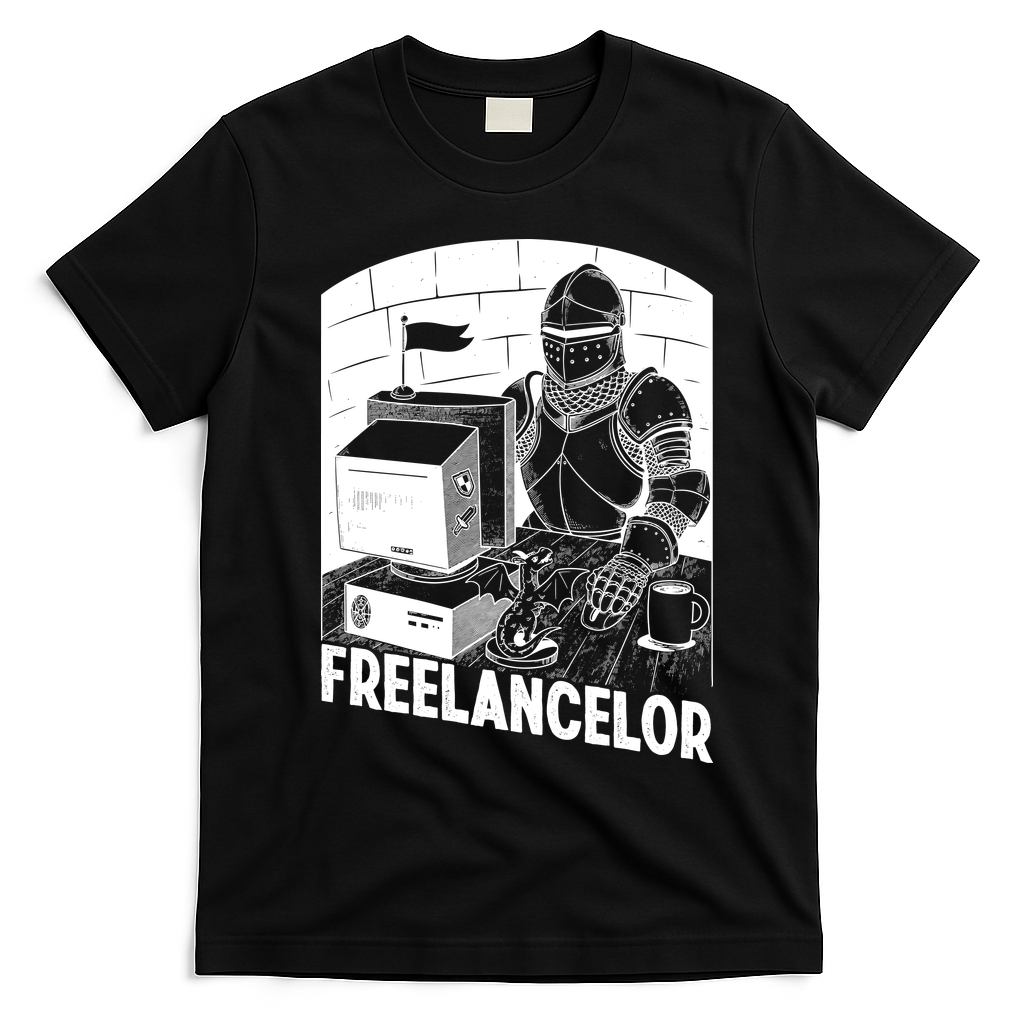 Freelancer Knight Gaming Vintage Funny Gamer T-Shirt - Black