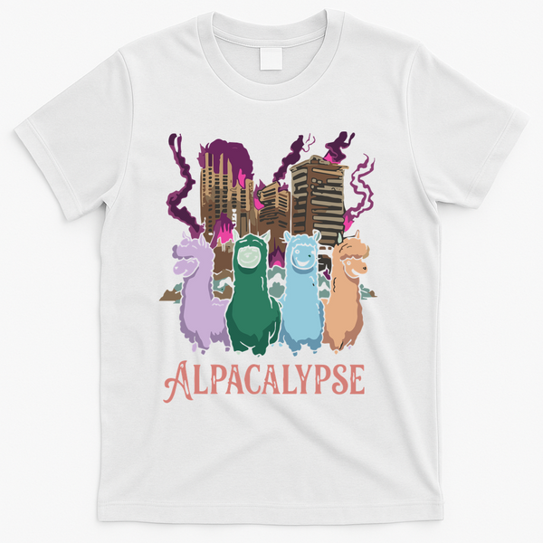Funny Llama Apocalypse T-Shirt - White
