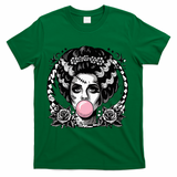Frankenstein Monster And Bride B.U.B.B.L.E G.U.M Funny Halloween T-Shirt - Green