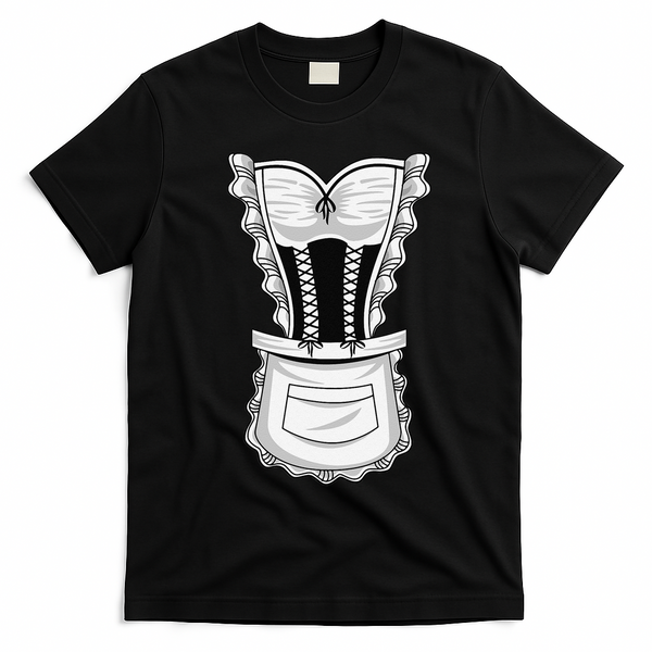 French Maid Costume Cool Halloween Housemaid Gift T-Shirt - Black