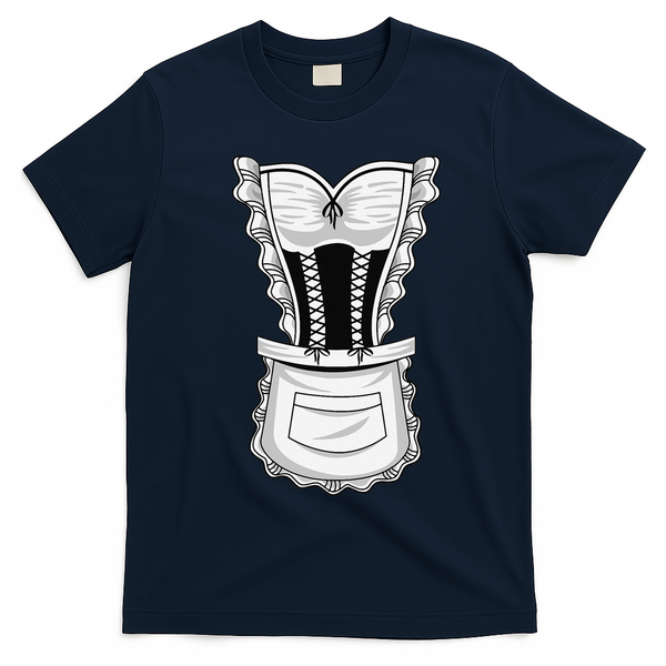 French Maid Costume Cool Halloween Housemaid Gift T-Shirt - Navy Blue