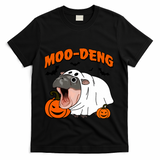 Funny Moo Deng Halloween Boo Ghost Costume Moodeng Lover T-Shirt - Black