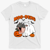 Funny Moo Deng Halloween Boo Ghost Costume Moodeng Lover T-Shirt - White