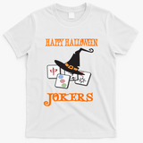 Funny Mahjong Happy Halloween Jokers Tile Game Gift T-Shirt - White
