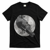 Full Moon Raven Bird Gift Scary Crow T-Shirt - Black