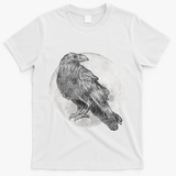 Full Moon Raven Bird Gift Scary Crow T-Shirt - White