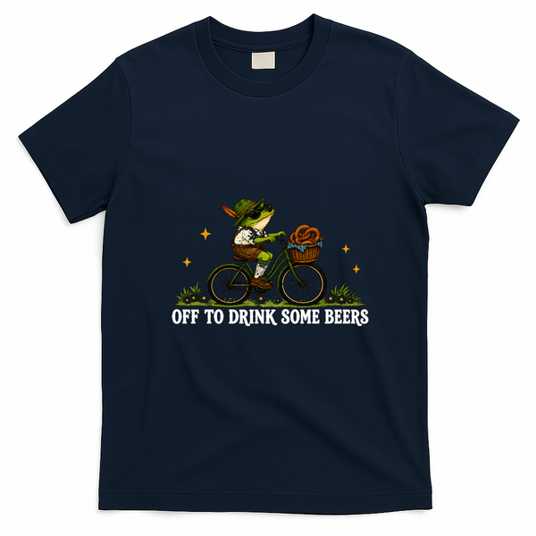 Funny Oktoberfest Frog Pretzel German Beer Fest Drinking Squad Gift T-Shirt - Navy Blue